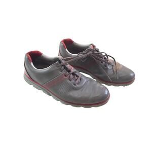 FootJoy DryJoys Men's Tour Spikeless Golf Shoes 53663 Gray/Red Leather Size 10M
